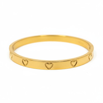 Golden Heart Bangle - Gold Stainless Steel with engraved hearts Golden Heart Bangle - Gold Stainless Steel with engraved hearts