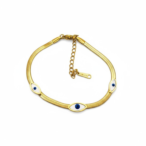 Divine Protection Bracelet - Herringbone chain with 3 Divine Eyes Divine Protection Bracelet - Herringbone chain with 3 Divine Eyes