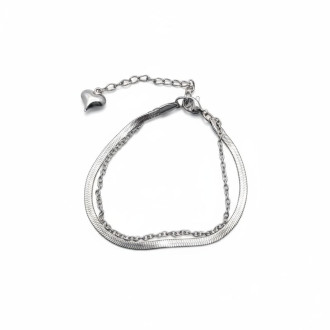 Silver Grace Bracelet - Stainless Steel Double layered chain Silver Grace Bracelet - Stainless Steel Double layered chain