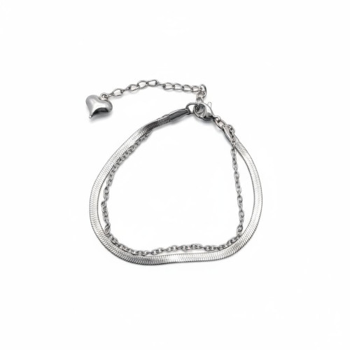 Silver Grace Bracelet - Stainless Steel Double layered chain Silver Grace Bracelet - Stainless Steel Double layered chain