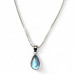 Stainless Steel Teardrop Blue Pendant Necklace