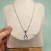 Stainless Steel Teardrop Blue Pendant Necklace