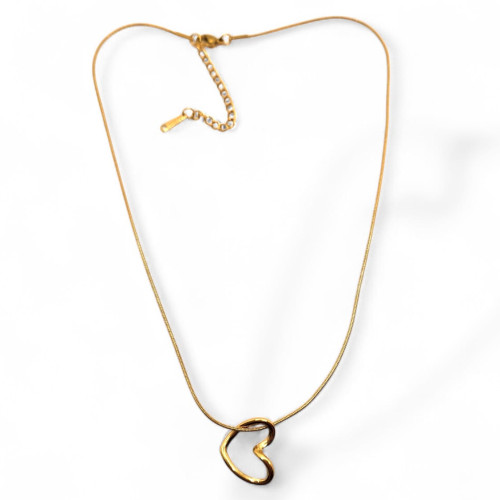 Gold Stainless Steel Heart Pendant Necklace