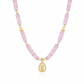 Pink Quartz and Pearl Icon Necklace Pink Quartz and Pearl Icon Necklace