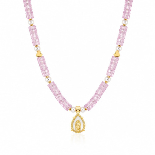 Handmade Pink Quartz & Pearl Icon Necklace – 17" + 2" Extender Handmade Pink Quartz & Pearl Icon Necklace – 17" + 2" Extender