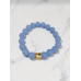 Aquamarine Moon Bracelet,10 mm Natural Stone Beads, Gold Stainless Steel Charm Aquamarine Moon Bracelet,10 mm Natural Stone Beads, Gold Stainless Steel Charm