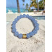 Aquamarine Moon Bracelet,10 mm Natural Stone Beads, Gold Stainless Steel Charm Aquamarine Moon Bracelet,10 mm Natural Stone Beads, Gold Stainless Steel Charm