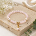 Rose Quartz beads 6 mm Bracelet with Freshwater Pearl Charm