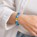 10 mm Faceted Blue Lace Agate Bracelet with Gold Stainless Steel Cross