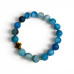 10 mm Faceted Blue Lace Agate Bracelet with Gold Stainless Steel Cross
