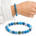 8 mm Faceted Blue Lace Agate Bracelet with Gold Stainless Steel Spacers