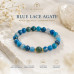 8 mm Faceted Blue Lace Agate Bracelet with Gold Stainless Steel Spacers