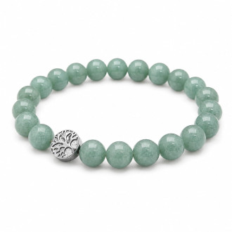 8 mm Jade Bracelet with Stainless Steel Tree of Life Charm 8 mm Jade Bracelet with Stainless Steel Tree of Life Charm