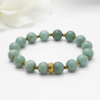 Jade Bracelet with Gold Stainless Steel Spacer Jade Bracelet with Gold Stainless Steel Spacer