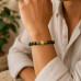 8 mm Matte Green Tiger's Eye Bracelet with Azure Malachite & Gold Stainless Steel Cross