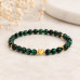 6 mm Green Tiger's Eye Bracelet with Gold Heart 6 mm Green Tiger's Eye Bracelet with Gold Heart