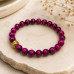 8 mm Pink Tiger's Eye Bracelet with Gold Stainless Steel Accent