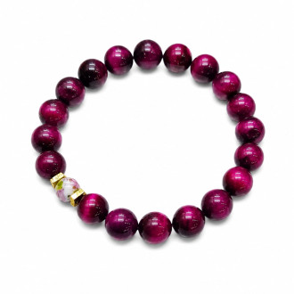 10 mm Pink Tiger's Eye Bracelet with Faceted Murano Glass Accent 10 mm Pink Tiger's Eye Bracelet with Faceted Murano Glass Accent