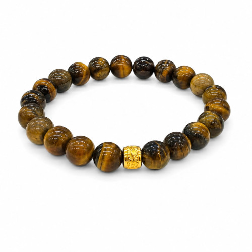 10 mm Tiger's Eye Bracelet with Gold Accent