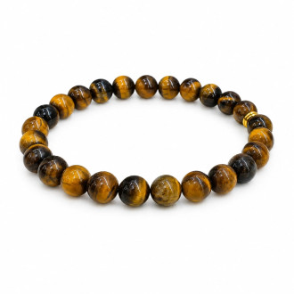 8 mm Tiger's Eye Bracelet with Gold Stainless Steel Spacer 8 mm Tiger's Eye Bracelet with Gold Stainless Steel Spacer