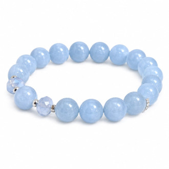 10 mm Aquamarine Bracelet with Czech Crystal Accents 10 mm Aquamarine Bracelet with Czech Crystal Accents