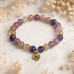 8 mm Ametrine Bracelet with Gold Stainless Steel Flower Charm 8 mm Ametrine Bracelet with Gold Stainless Steel Flower Charm