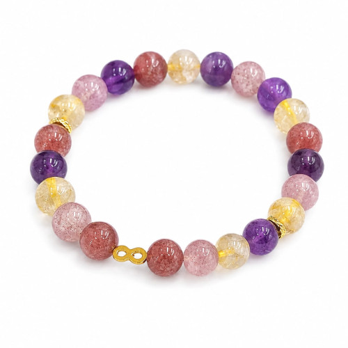 8 mm Ametrine Bracelet with Gold Stainless Steel Infinity Bead