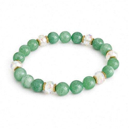 8 mm Jade Bracelet with Czech Crystal Accents 8 mm Jade Bracelet with Czech Crystal Accents