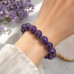 12 mm Amethyst Bracelet with Stainless Steel Spacer 12 mm Amethyst Bracelet with Stainless Steel Spacer