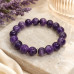 12 mm Amethyst Bracelet with Stainless Steel Spacer 12 mm Amethyst Bracelet with Stainless Steel Spacer
