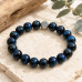 10 mm Blue Tiger's Eye Bracelet with Stainless Steel Tree of Life Charm