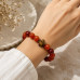 10 mm Carnelian Bracelet with Tiger's Eye Cross