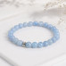 8 mm Aquamarine Bracelet with Silver Stainless Steel Spacer