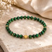 6 mm Green Tiger's Eye Bracelet with Gold Heart Accent