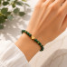 6 mm Green Tiger's Eye Bracelet with Gold Heart Accent