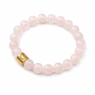 8 mm Rose Quartz Bracelet with Gold Moon Charm 8 mm Rose Quartz Bracelet with Gold Moon Charm