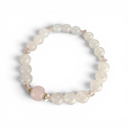 8 mm Rose Quartz Bracelet with Czech Crystals