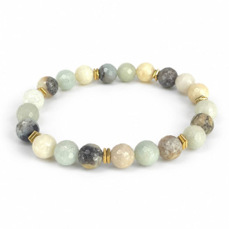 8 mm Faceted Amazonite Bracelet with Gold Stainless Steel Spacers 8 mm Faceted Amazonite Bracelet with Gold Stainless Steel Spacers