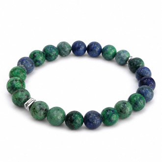 8 mm Azure Malachite Bracelet with Silver-Tone Spacers 8 mm Azure Malachite Bracelet with Silver-Tone Spacers