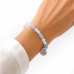 8 mm Opalite and Aquamarine Bracelet with Stainless Steel Shell Charm 8 mm Opalite and Aquamarine Bracelet with Stainless Steel Shell Charm