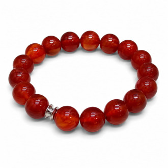 10 mm Carnelian Bracelet with Stainless Steel Spacer