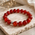 10 mm Carnelian Bracelet with Stainless Steel Spacer