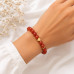 8 mm Faceted Red Agate Bracelet with Gold Heart Charm