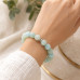10 mm Jade Bracelet with Silver-Tone Stainless Steel Spacer