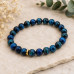 8 mm Blue Tiger's Eye Bracelet with Gold Stainless Steel Spacer
