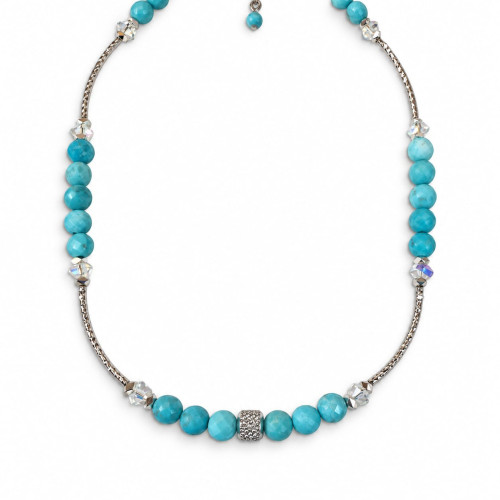 Faceted Turquoise Coin Bead Choker - 15 Inches Faceted Turquoise Coin Bead Choker - 15 Inches