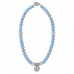 Aquamarine Necklace with Cat’s Eye Bows and Czech Crystals - 16 Inches