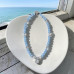 Aquamarine Necklace with Cat’s Eye Bows and Czech Crystals - 16 Inches