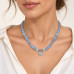 Aquamarine Necklace with Cat’s Eye Bows and Czech Crystals - 16 Inches