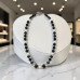 10 mm Black Lace Agate Necklace with Opalite, Murano and Czech Crystals - 22 inch